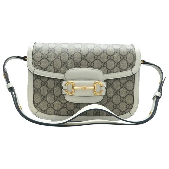 Gucci Handbags - 100% Authentic GUCCI Horsebit 1955 Brown Canvas Shoulder Bag 1627-11824